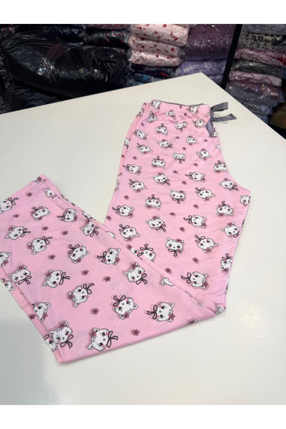 Viskon Pembe Desenli Kadın Pijama Altı Viskon Pembe Desenli Kadın Pijama Altı